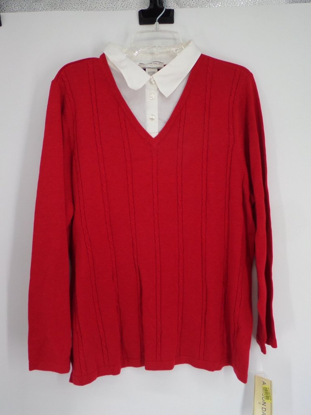 Allison Daley Women's V Neck Fall Long Sleeve Red Sweater Top Size 2X NWT
